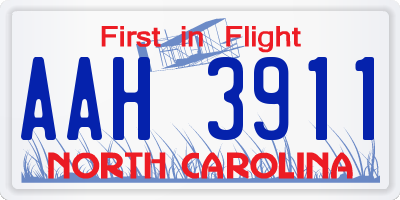 NC license plate AAH3911