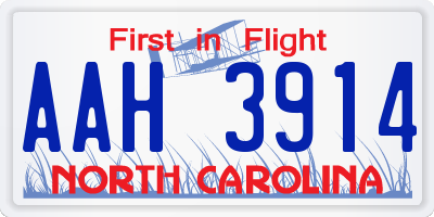 NC license plate AAH3914