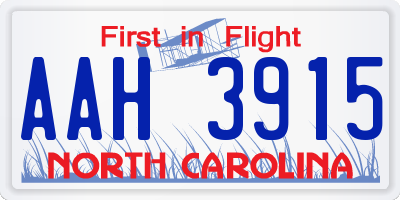 NC license plate AAH3915