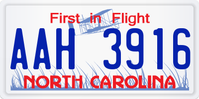 NC license plate AAH3916