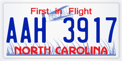 NC license plate AAH3917