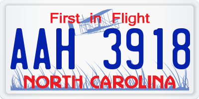 NC license plate AAH3918