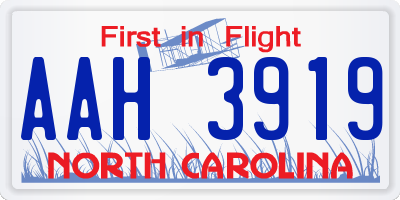 NC license plate AAH3919