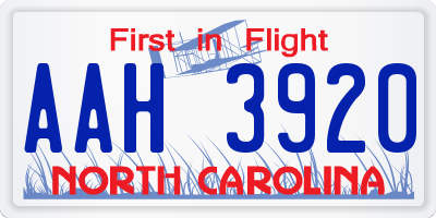 NC license plate AAH3920