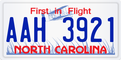 NC license plate AAH3921