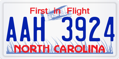 NC license plate AAH3924