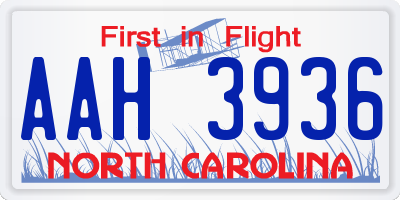 NC license plate AAH3936