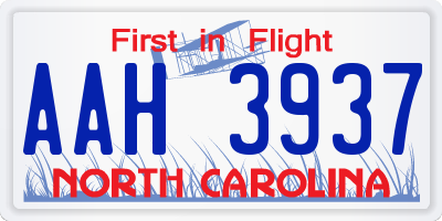 NC license plate AAH3937