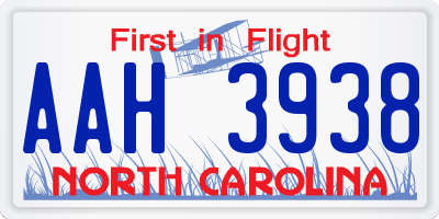 NC license plate AAH3938