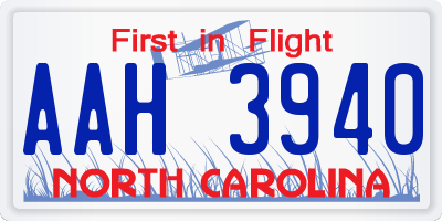 NC license plate AAH3940