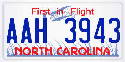 NC license plate AAH3943