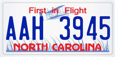 NC license plate AAH3945