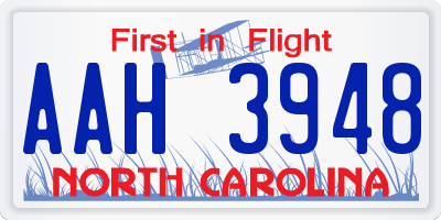 NC license plate AAH3948