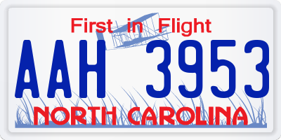 NC license plate AAH3953