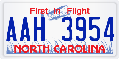 NC license plate AAH3954