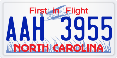 NC license plate AAH3955