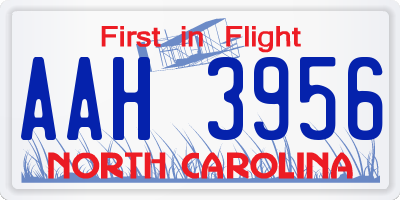 NC license plate AAH3956