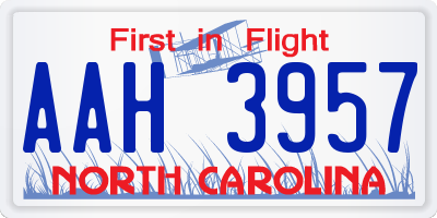 NC license plate AAH3957