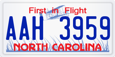 NC license plate AAH3959