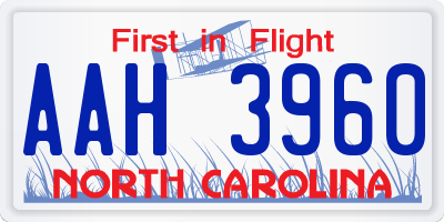 NC license plate AAH3960