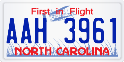 NC license plate AAH3961