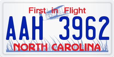 NC license plate AAH3962