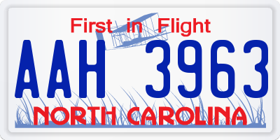 NC license plate AAH3963