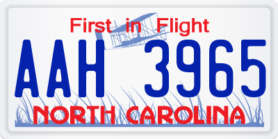 NC license plate AAH3965