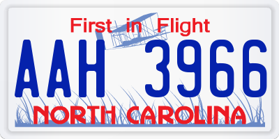 NC license plate AAH3966