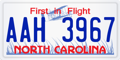 NC license plate AAH3967