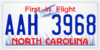 NC license plate AAH3968