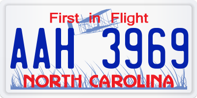 NC license plate AAH3969