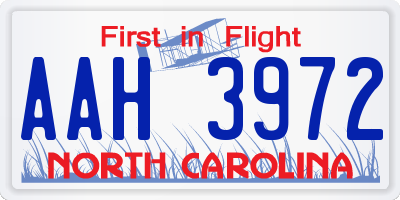 NC license plate AAH3972