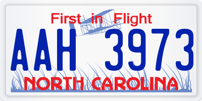 NC license plate AAH3973