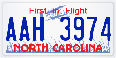 NC license plate AAH3974