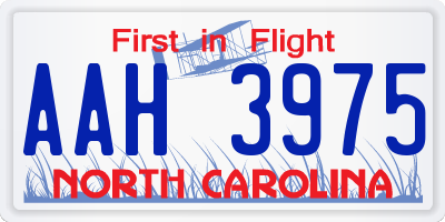 NC license plate AAH3975