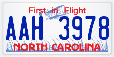 NC license plate AAH3978