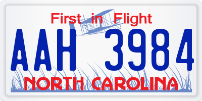 NC license plate AAH3984