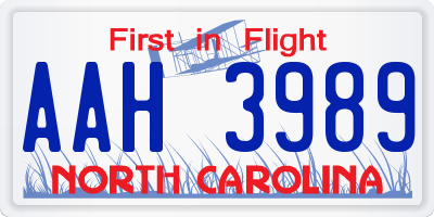 NC license plate AAH3989