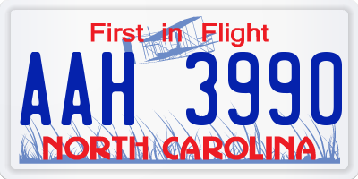 NC license plate AAH3990