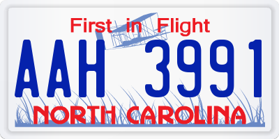 NC license plate AAH3991