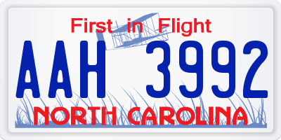 NC license plate AAH3992