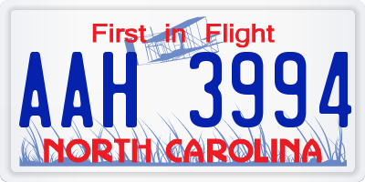 NC license plate AAH3994