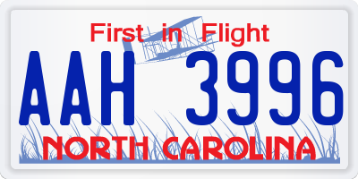 NC license plate AAH3996