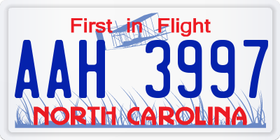 NC license plate AAH3997