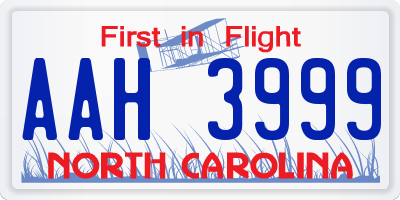 NC license plate AAH3999