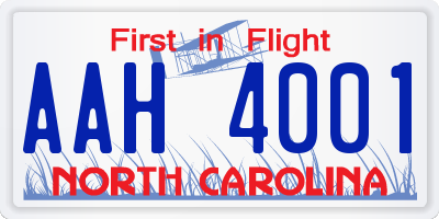 NC license plate AAH4001