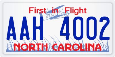 NC license plate AAH4002