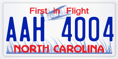 NC license plate AAH4004