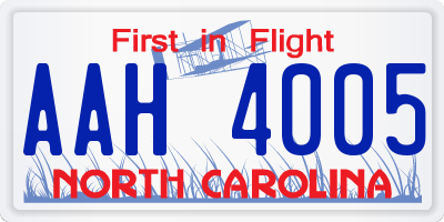 NC license plate AAH4005